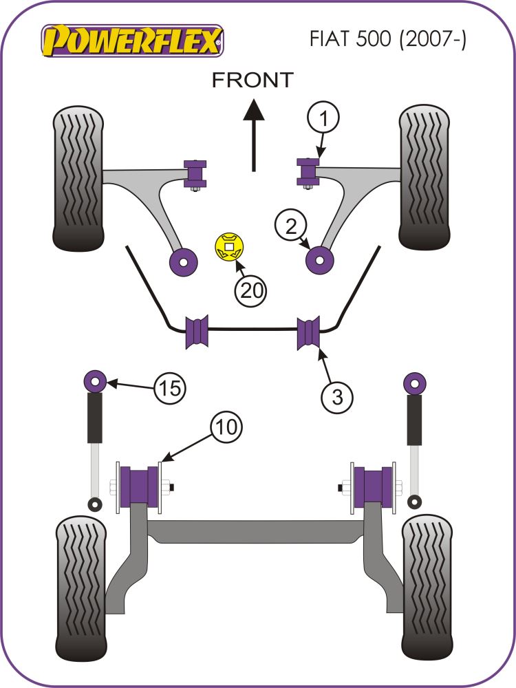 Fiat 500 Lower Torque Mount, Fast Road