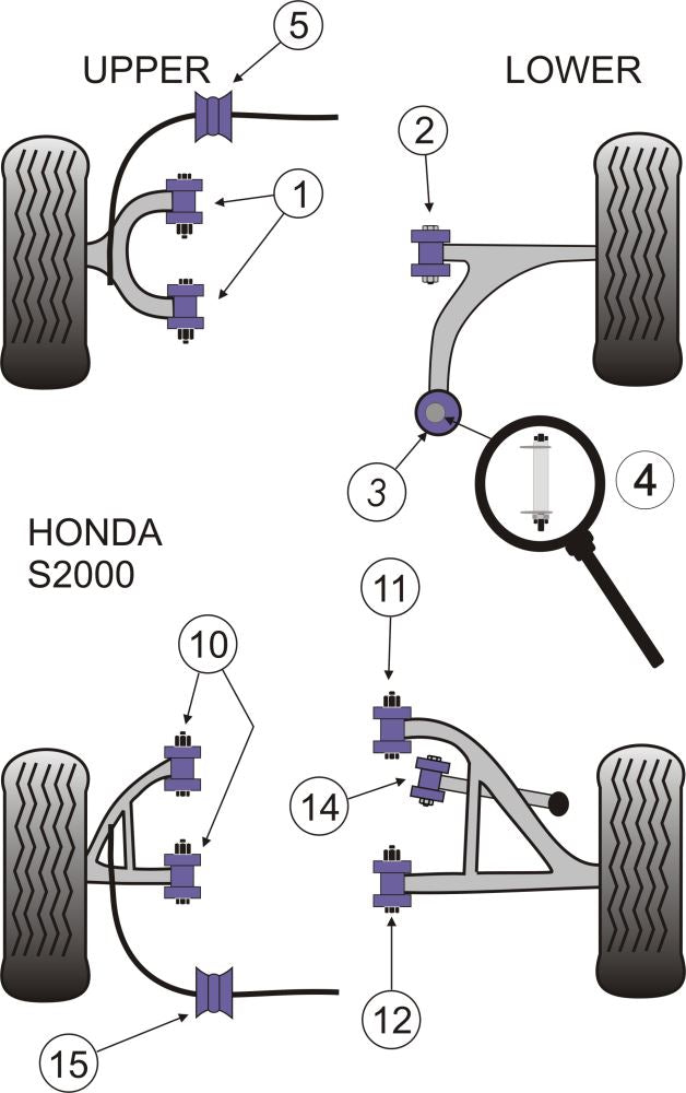 Honda S2000 (1999-2009) Rear Lower Wishbone Bush Rear