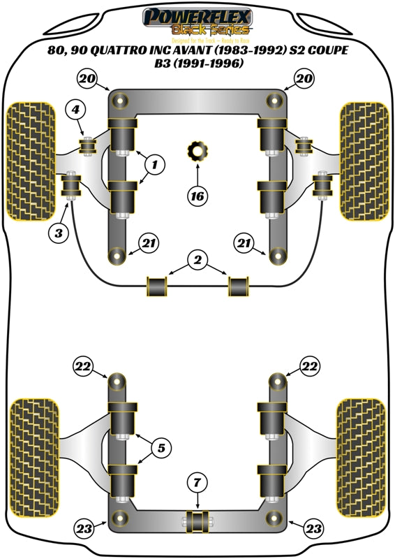 Audi 80 / 90 - inc S2/RS2 & Quattro  Front ARB Drop Link to Wishbone Bush 12mm