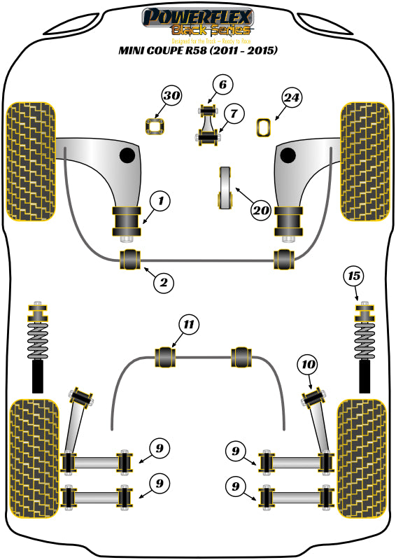 Mini Front Wishbone Rear Bush, Caster Adjusted