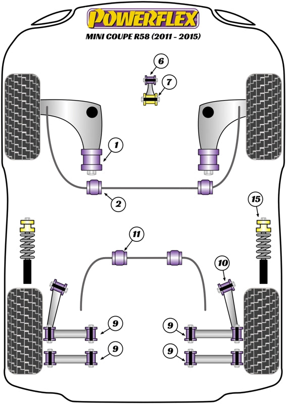Mini Front Wishbone Rear Bush, Caster Adjusted